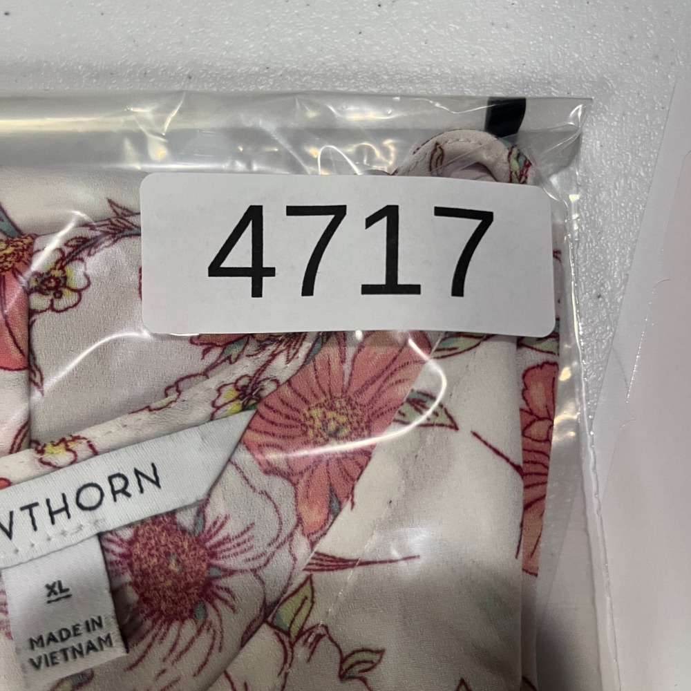 41 Hawthorn Blouse Womens XL White Floral Cap Sleeve Pleated Front Top 4717 - Picture 7 of 8